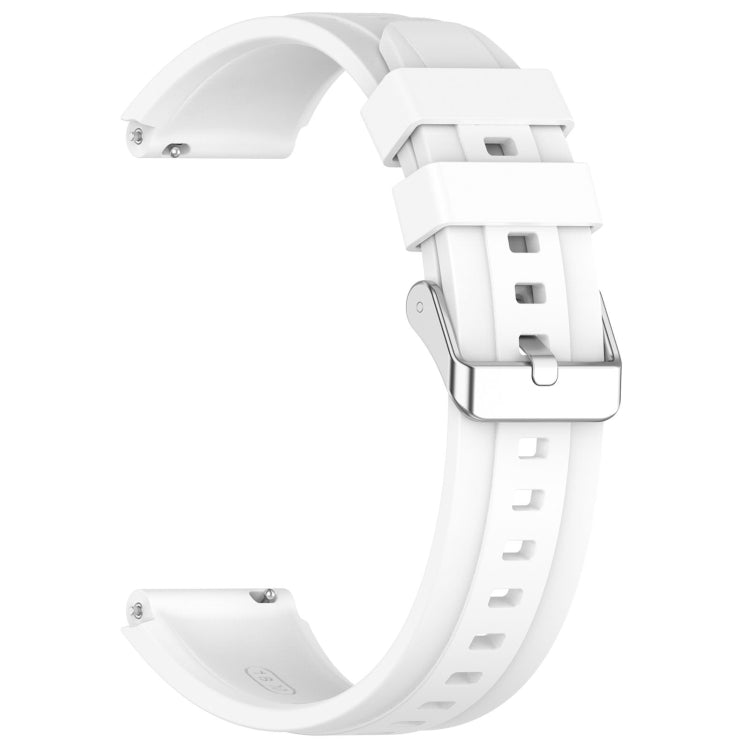 For Huawei Watch GT4 41mm Official Steps Style Silver Buckle Silicone Watch Band(White) by buy2fix