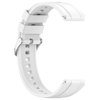 For Huawei Watch GT4 41mm Official Steps Style Silver Buckle Silicone Watch Band(White) by buy2fix