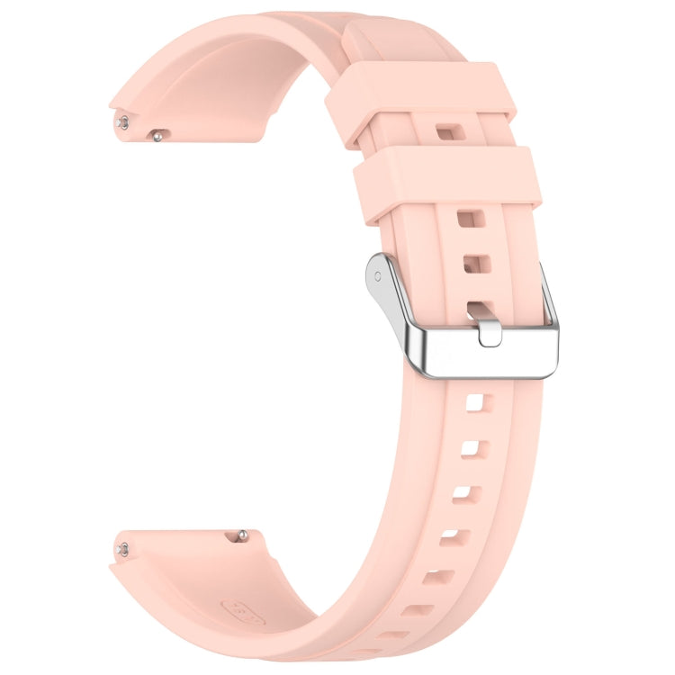For Huawei Watch GT4 46mm Official Steps Style Silver Buckle Silicone Watch Band(Pink) by buy2fix