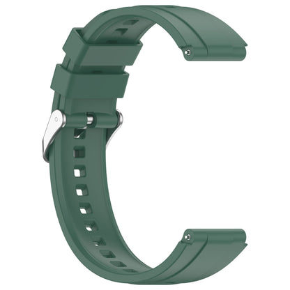 For Huawei Watch GT4 46mm Official Steps Style Silver Buckle Silicone Watch Band(Dark Green) by buy2fix