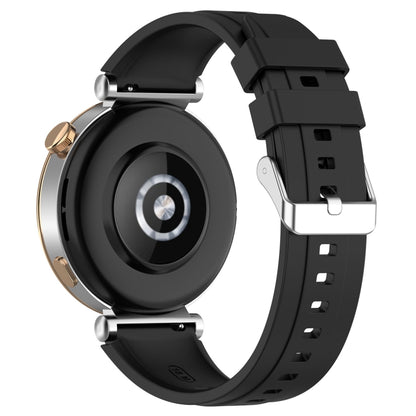 For Huawei Watch GT4 46mm Official Steps Style Silver Buckle Silicone Watch Band(Black) by buy2fix