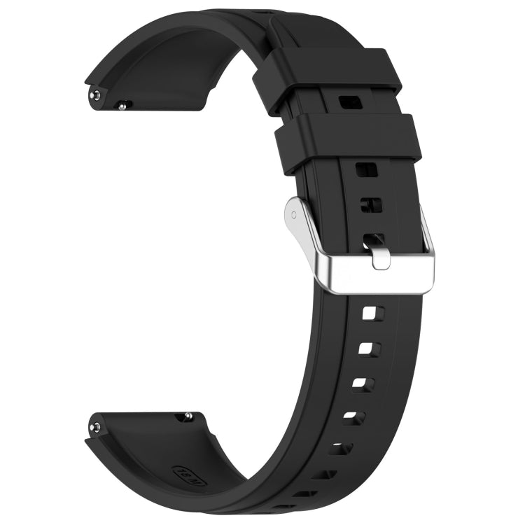 For Huawei Watch GT4 46mm Official Steps Style Silver Buckle Silicone Watch Band(Black) by buy2fix