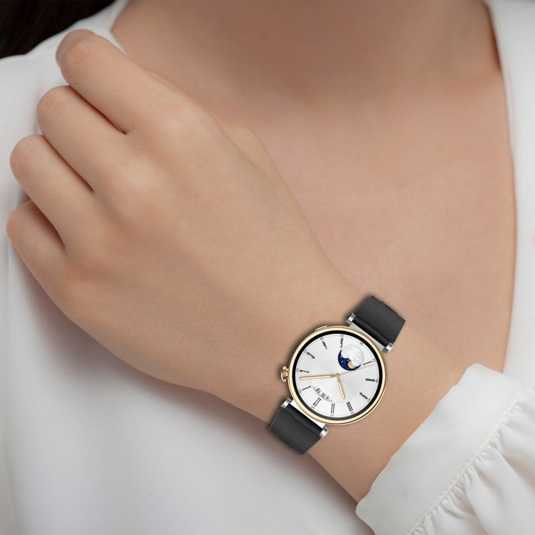 For Huawei Watch GT4 41mm Official Steps Style Silver Buckle Silicone Watch Band(White) by buy2fix