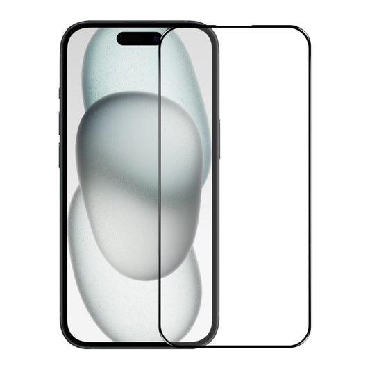 For iPhone 15 NORTHJO A++ Screen Protector Full Glue Silk Printing Tempered Glass Film(Black) - iPhone 15 Tempered Glass by NORTHJO | Online Shopping UK | buy2fix