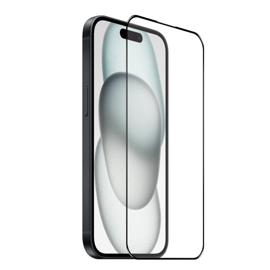 For iPhone 15 NORTHJO A++ Screen Protector Full Glue Silk Printing Tempered Glass Film(Black) - iPhone 15 Tempered Glass by NORTHJO | Online Shopping UK | buy2fix
