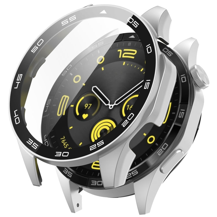 For Huawei Watch GT 4 46mm PC + Tempered Glass Integrated Watch Protective Case with Graduated Dial(Silver) by buy2fix