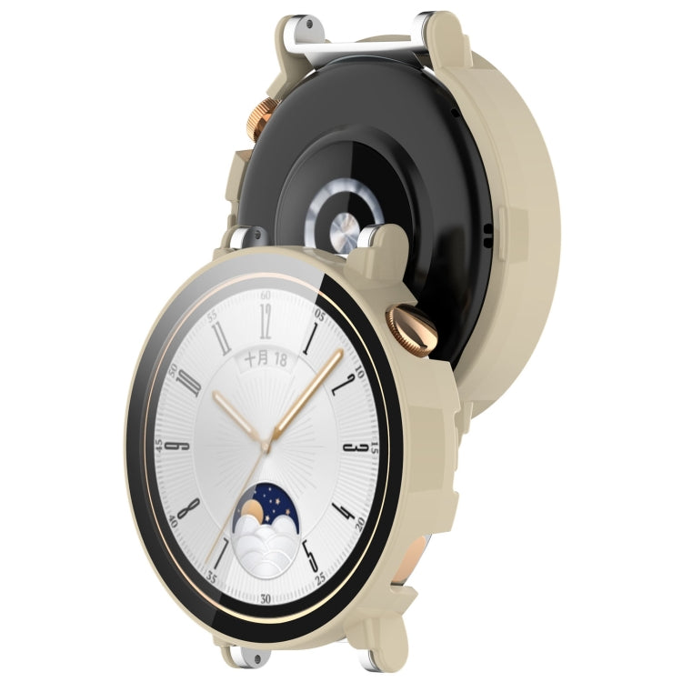 For Huawei Watch GT4 41mm PC+Tempered Glass Integrated Smart Watch Case(Ivory White) by buy2fix