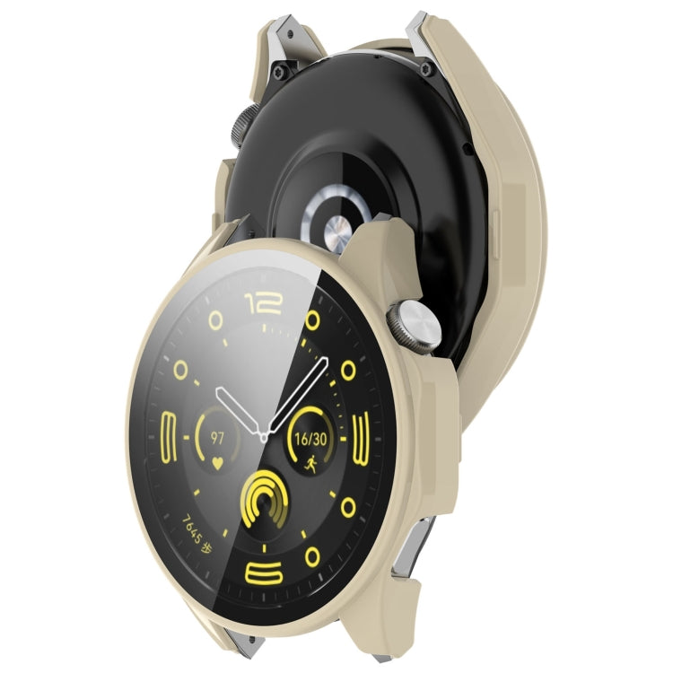 For Huawei Watch GT4 46mm PC+Tempered Glass Integrated Smart Watch Case(Ivory White) by buy2fix