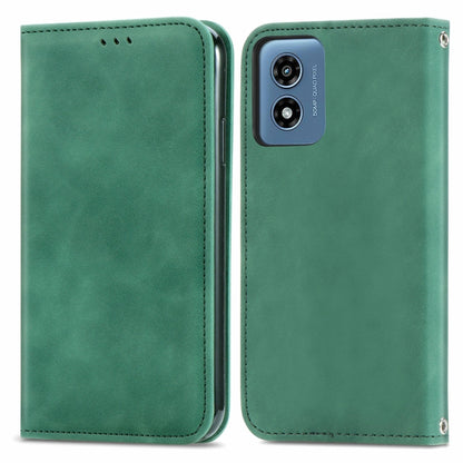 For Motorola Moto G Play 2024 Retro Skin Feel Magnetic Flip Leather Phone Case(Green) by buy2fix