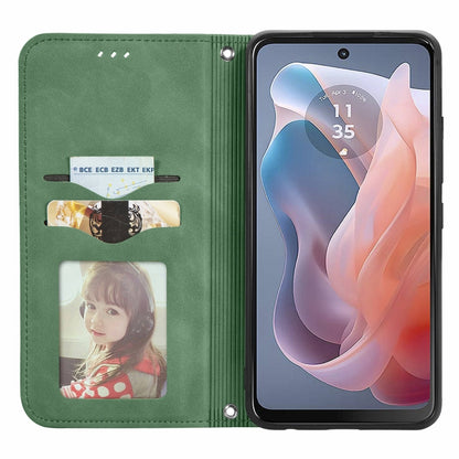 For Motorola Moto G Play 2024 Retro Skin Feel Magnetic Flip Leather Phone Case(Green) by buy2fix