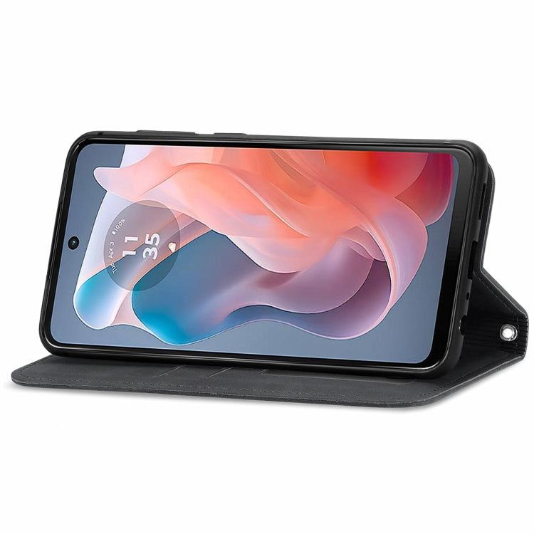 For Motorola Moto G Play 2024 Retro Skin Feel Magnetic Flip Leather Phone Case(Black) by buy2fix