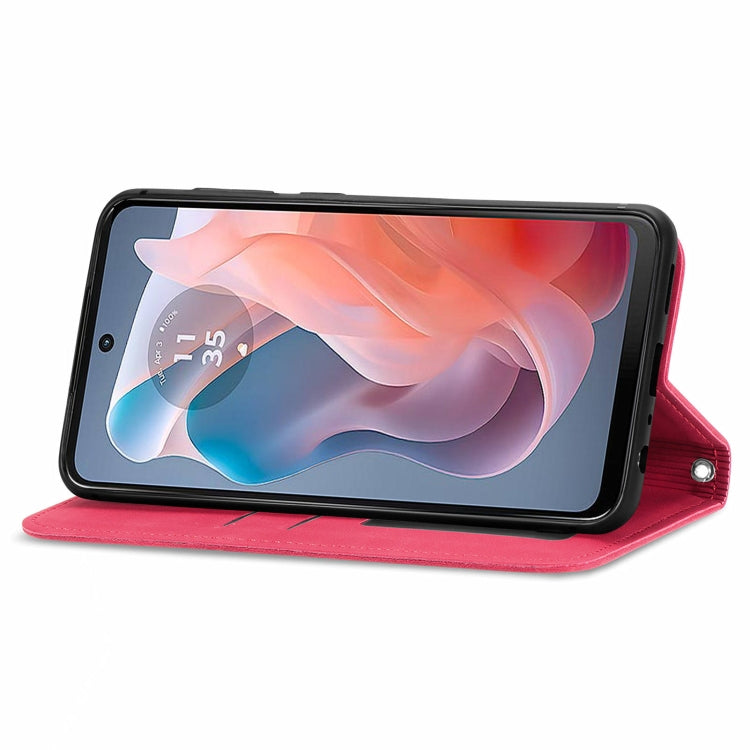 For Motorola Moto G Play 2024 Retro Skin Feel Magnetic Flip Leather Phone Case(Red) by buy2fix