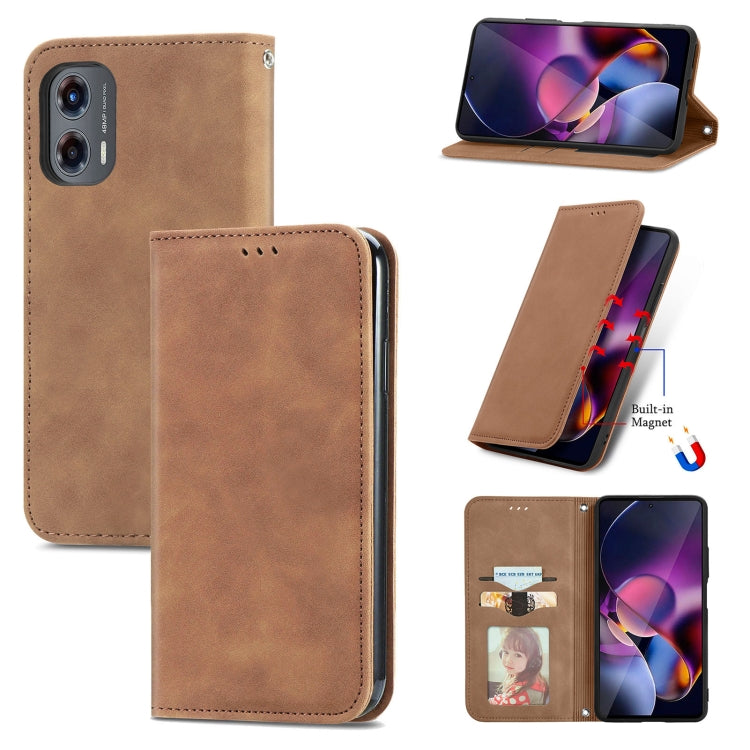 For Motorola Moto G Stylus 5G 2024 Retro Skin Feel Magnetic Flip Leather Phone Case(Brown) by buy2fix