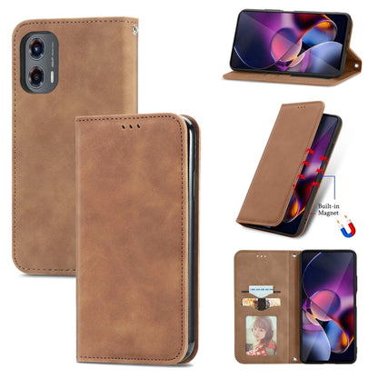 For Motorola Moto G Stylus 5G 2024 Retro Skin Feel Magnetic Flip Leather Phone Case(Brown) by buy2fix