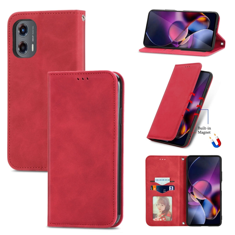 For Motorola Moto G Stylus 5G 2024 Retro Skin Feel Magnetic Flip Leather Phone Case(Red) by buy2fix