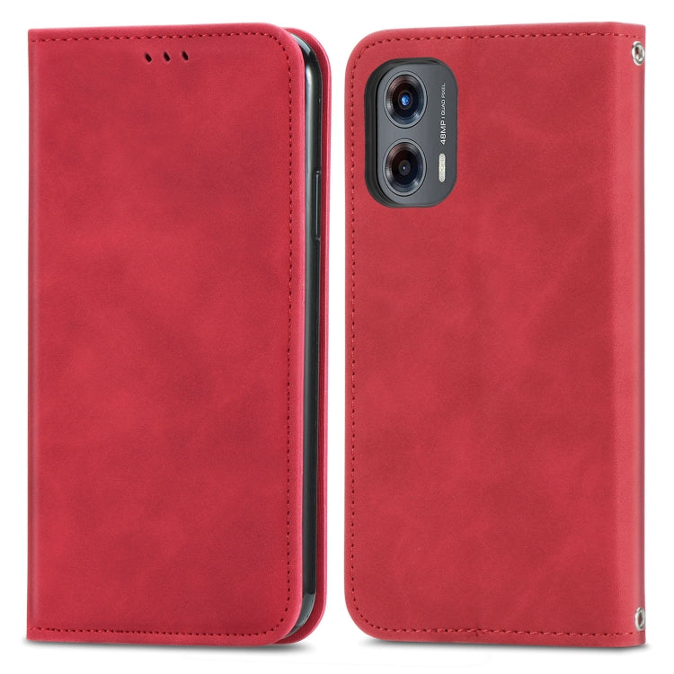 For Motorola Moto G Stylus 5G 2024 Retro Skin Feel Magnetic Flip Leather Phone Case(Red) by buy2fix