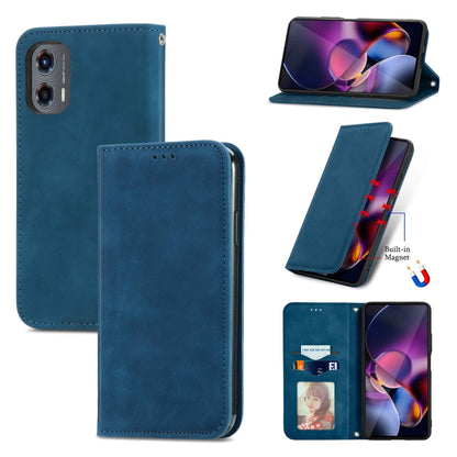 For Motorola Moto G Stylus 5G 2024 Retro Skin Feel Magnetic Flip Leather Phone Case(Blue) by buy2fix