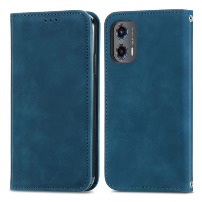 For Motorola Moto G Stylus 5G 2024 Retro Skin Feel Magnetic Flip Leather Phone Case(Blue) by buy2fix