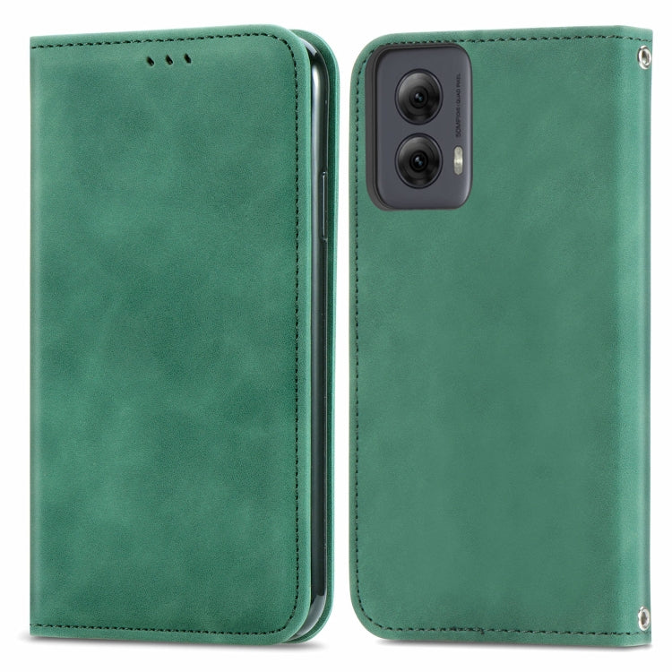 For Motorola Moto G Power 5G 2024 Retro Skin Feel Magnetic Flip Leather Phone Case(Green) by buy2fix
