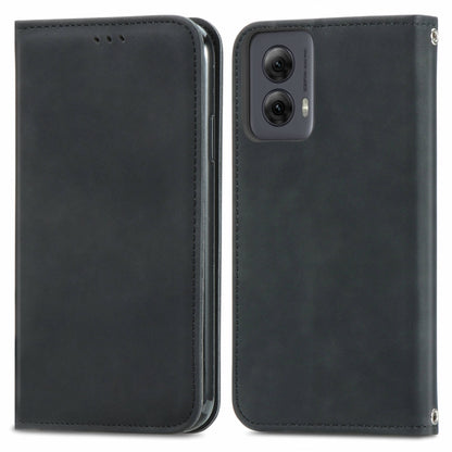 For Motorola Moto G Power 5G 2024 Retro Skin Feel Magnetic Flip Leather Phone Case(Black) by buy2fix