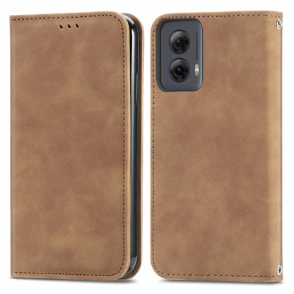 For Motorola Moto G Power 5G 2024 Retro Skin Feel Magnetic Flip Leather Phone Case(Brown) by buy2fix