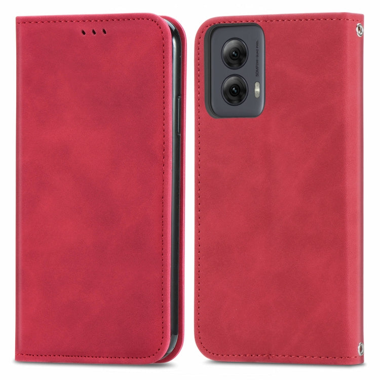 For Motorola Moto G Power 5G 2024 Retro Skin Feel Magnetic Flip Leather Phone Case(Red) by buy2fix