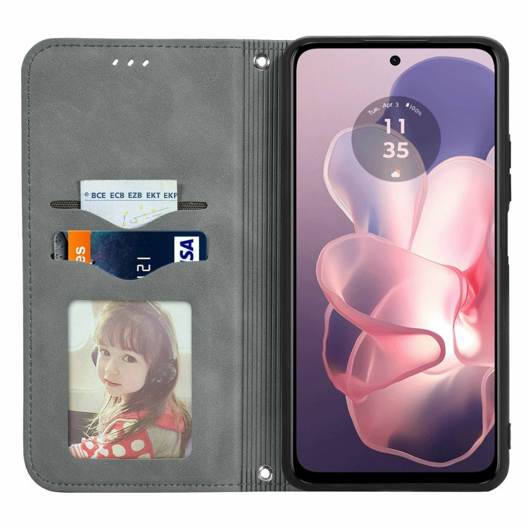 For Motorola Moto G Power 5G 2024 Retro Skin Feel Magnetic Flip Leather Phone Case(Grey) by buy2fix