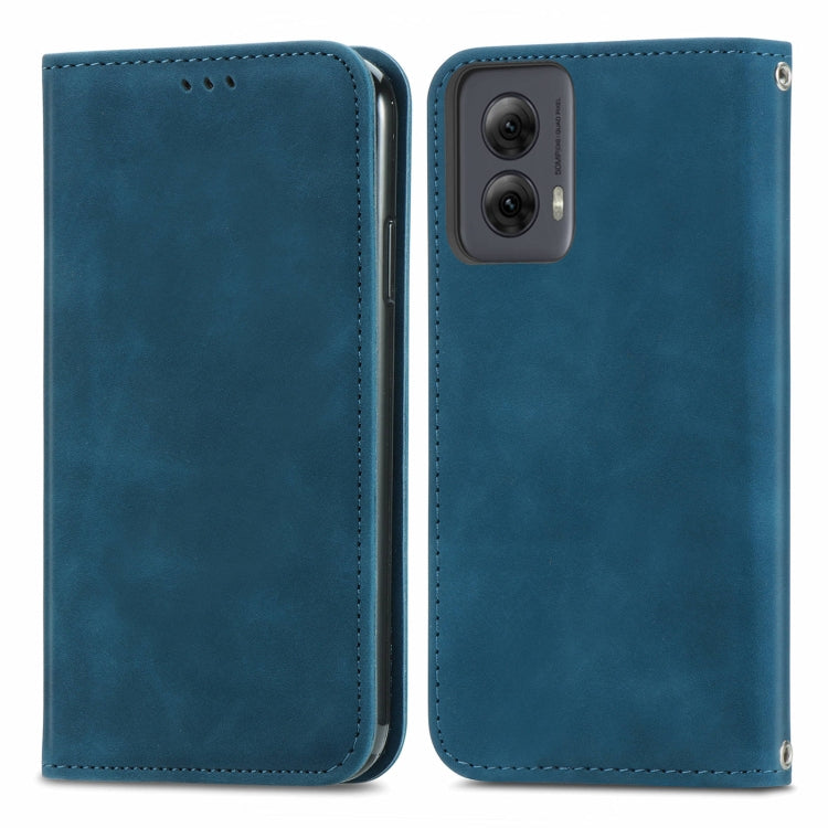 For Motorola Moto G Power 5G 2024 Retro Skin Feel Magnetic Flip Leather Phone Case(Blue) by buy2fix