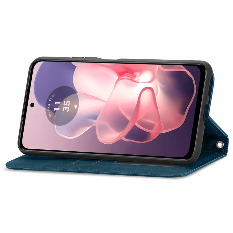 For Motorola Moto G Power 5G 2024 Retro Skin Feel Magnetic Flip Leather Phone Case(Blue) by buy2fix