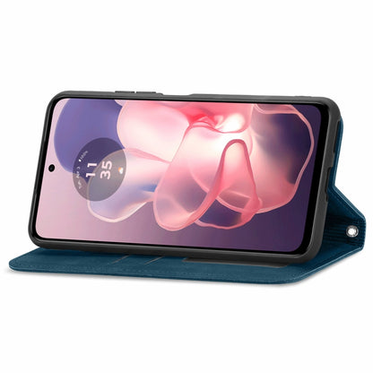 For Motorola Moto G Power 5G 2024 Retro Skin Feel Magnetic Flip Leather Phone Case(Blue) by buy2fix