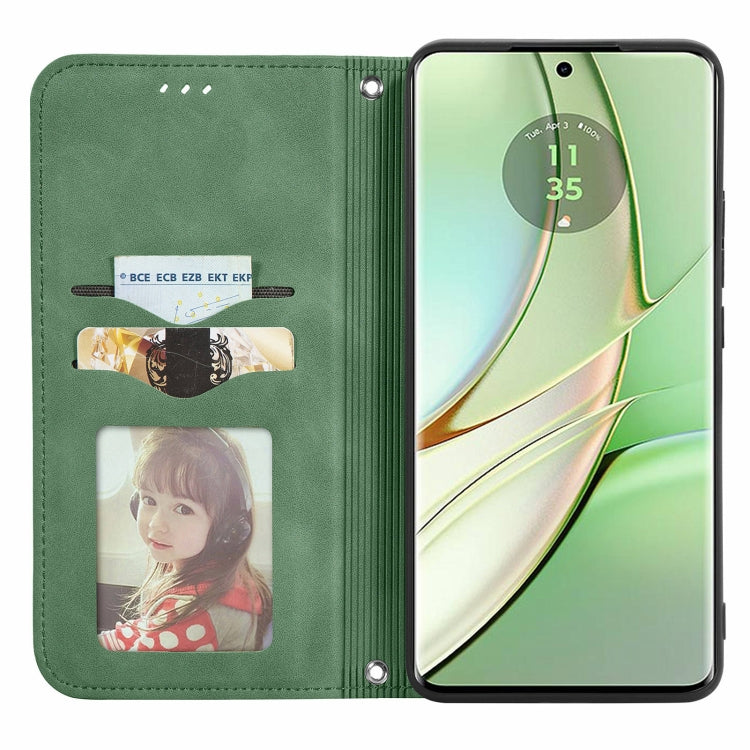 For Motorola Edge 2024 Retro Skin Feel Magnetic Flip Leather Phone Case(Green) by buy2fix