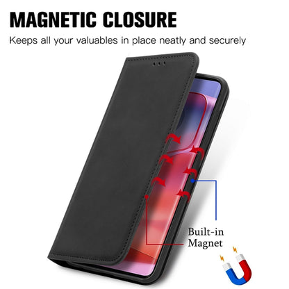 For Motorola Edge 2024 Retro Skin Feel Magnetic Flip Leather Phone Case(Black) by buy2fix