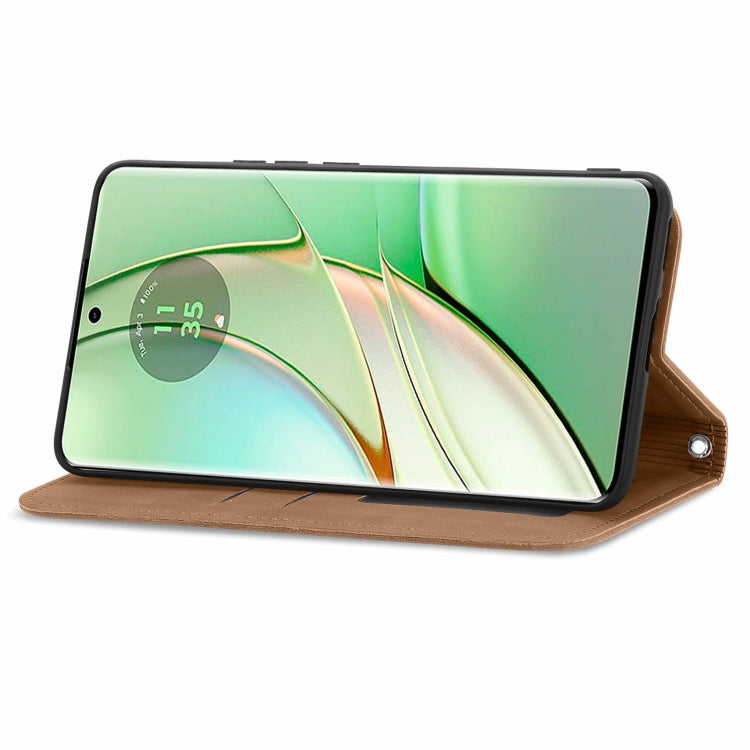 For Motorola Edge 2024 Retro Skin Feel Magnetic Flip Leather Phone Case(Brown) by buy2fix