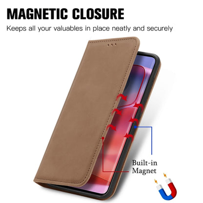 For Motorola Edge 2024 Retro Skin Feel Magnetic Flip Leather Phone Case(Brown) by buy2fix