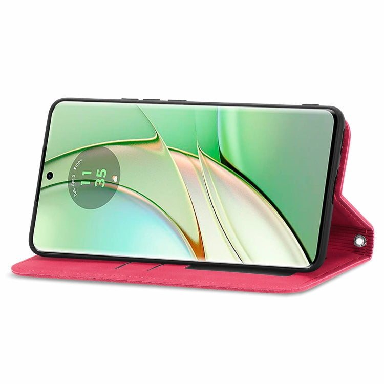 For Motorola Edge 2024 Retro Skin Feel Magnetic Flip Leather Phone Case(Red) by buy2fix