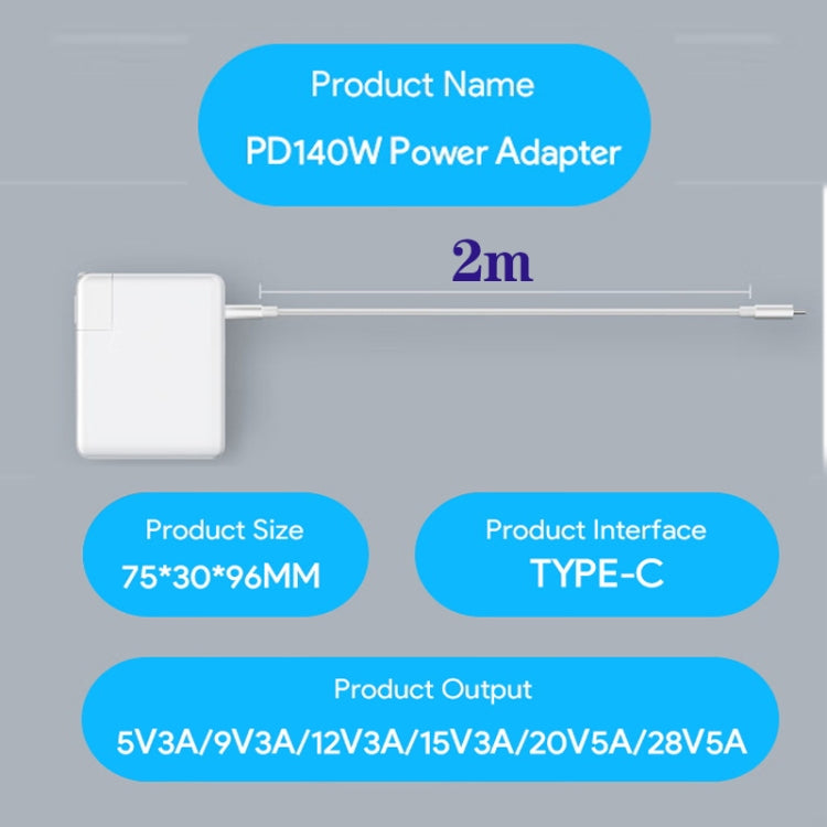 PD3.1 140W USB-C PD Laptop Power Adapter + 2m 5A USB-C to USB-C Data Cable UK Plug by buy2fix