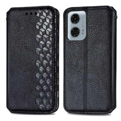 For Motorola Moto G24 Power Cubic Grid Pressed Magnetic Leather Phone Case(Black) by buy2fix
