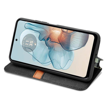 For Motorola Moto G24 Power Cubic Grid Pressed Magnetic Leather Phone Case(Black) by buy2fix