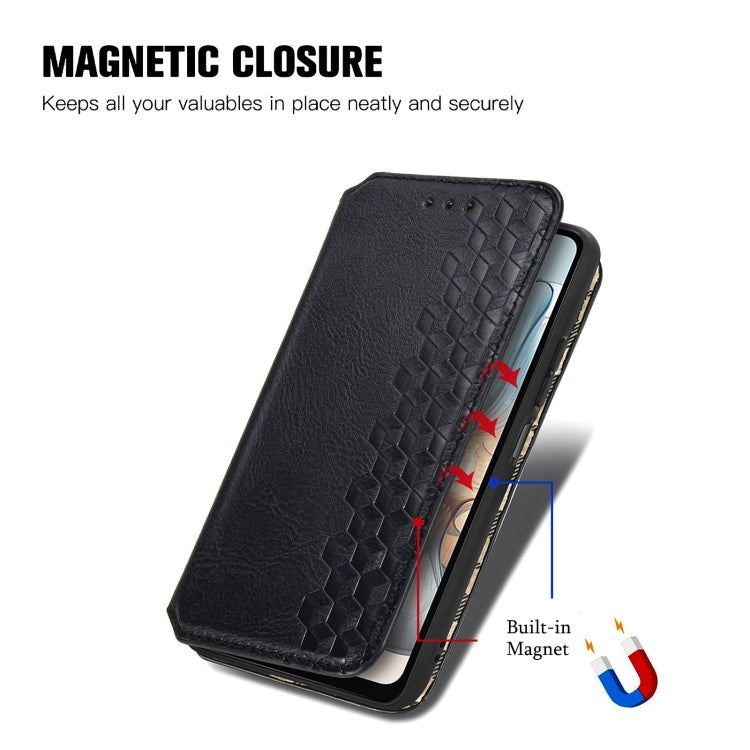 For Motorola Moto G24 Power Cubic Grid Pressed Magnetic Leather Phone Case(Black) by buy2fix