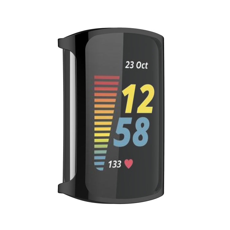 For Fitbit Charge 6 / 5 TPU Shell + Film Integrated Watch Protective Case(Black) - Watch Cases by buy2fix | Online Shopping UK | buy2fix
