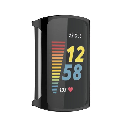 For Fitbit Charge 6 / 5 TPU Shell + Film Integrated Watch Protective Case(Black) - Watch Cases by buy2fix | Online Shopping UK | buy2fix