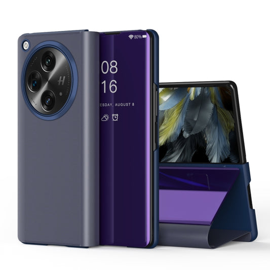 For OPPO Find N3 Plated Mirror Horizontal Flip Leather Phone Case with Holder(Purple) - OPPO Cases by buy2fix | Online Shopping UK | buy2fix