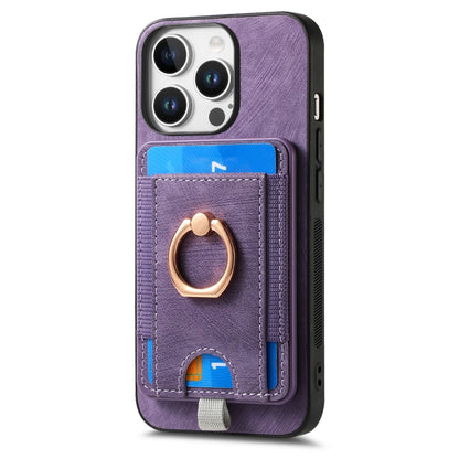 For iPhone 16 Pro Retro Splitable Magnetic Card Bag Leather Phone Case(Purple) by buy2fix