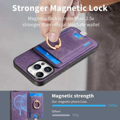 For iPhone 16 Pro Retro Splitable Magnetic Card Bag Leather Phone Case(Purple) by buy2fix