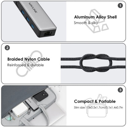 WAVLINK UHP3413 6 in 1 4K Thunderbolt 3 Type-C Devices Hub Adapter USB-C Docking Station - USB HUB by WAVLINK | Online Shopping UK | buy2fix
