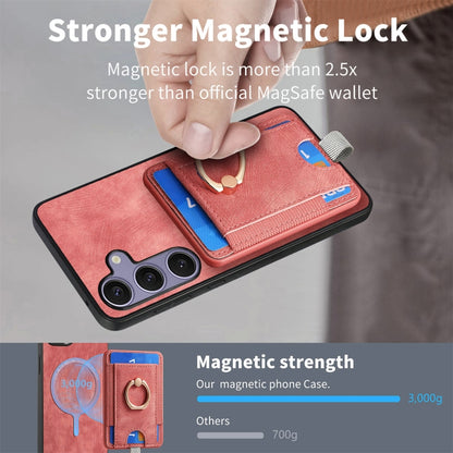 For Samsung Galaxy S25 5G Retro Splitable Magnetic Card Bag Leather Phone Case(Pink) by buy2fix