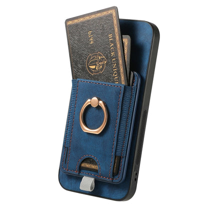 For Samsung Galaxy S25+ 5G Retro Splitable Magnetic Card Bag Leather Phone Case(Blue) by buy2fix
