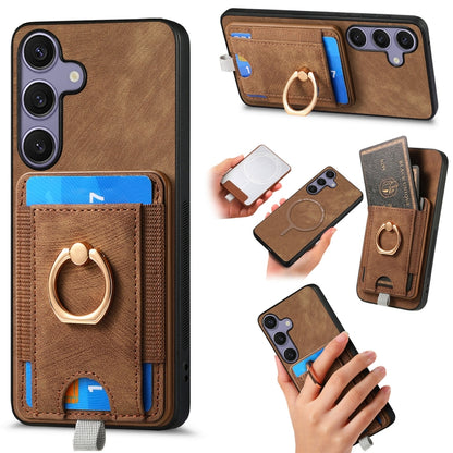 For Samsung Galaxy S25+ 5G Retro Splitable Magnetic Card Bag Leather Phone Case(Brown) by buy2fix