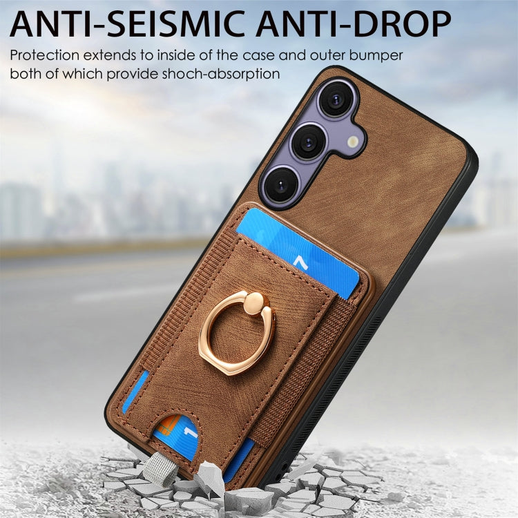 For Samsung Galaxy S25+ 5G Retro Splitable Magnetic Card Bag Leather Phone Case(Brown) by buy2fix