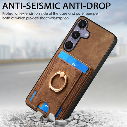 For Samsung Galaxy S25+ 5G Retro Splitable Magnetic Card Bag Leather Phone Case(Brown) by buy2fix